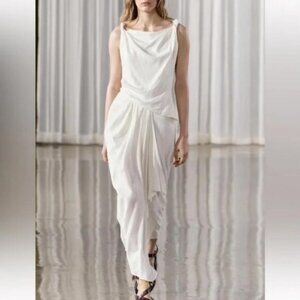 ZARA DRAPED LINEN BLEND DRESS ZW COLLECTION